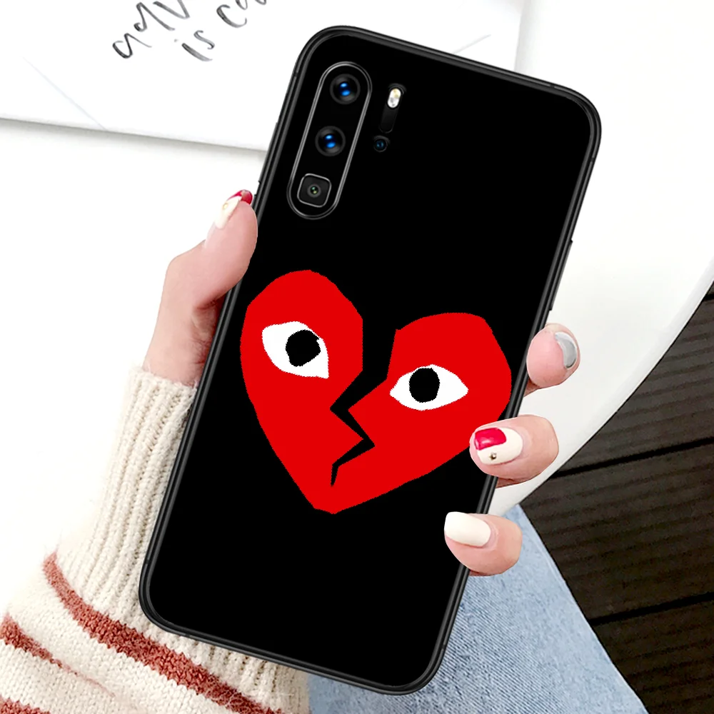 

Luxury Cdg play Fashion Phone Case For Huawei P Mate Smart 10 20 30 40 Lite Z 2019 Pro black Bumper Painting Back Silicone Funda