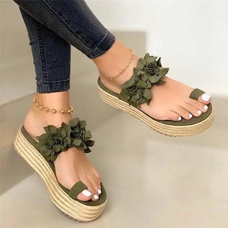 

Summer Women Sandals Fashion Female Shoes Breathable Mesh Wedge Flowers Flats Sandals Ladies Platform Sandals Plus Size Dropship