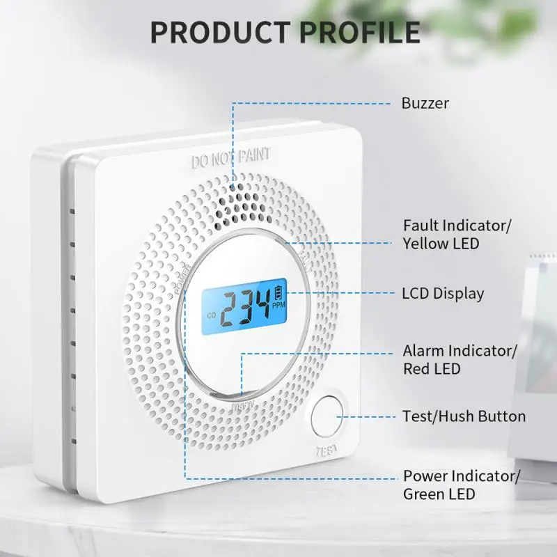 

LED Digital Gas Alarm CO Sensor High Sensitive Co Carbon Monoxide Detector Voice Warn Sensor Home Security Protection