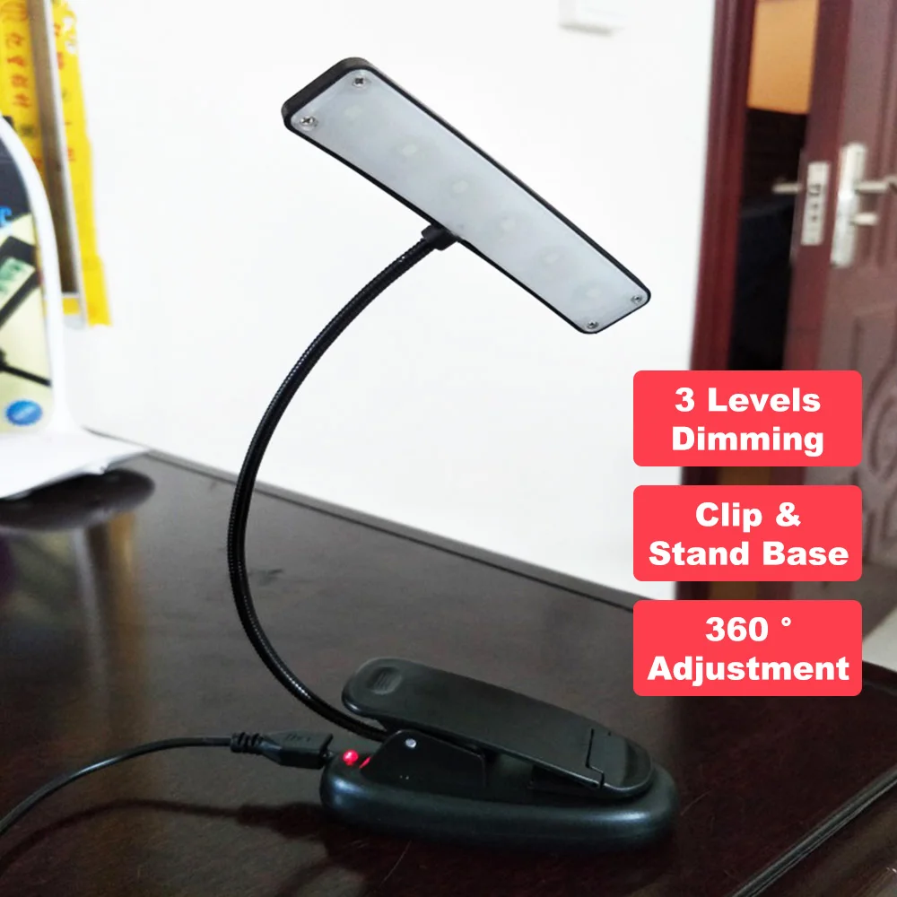 Гибкая Настольная мини подставка для чтения портативная лампа с клипсой