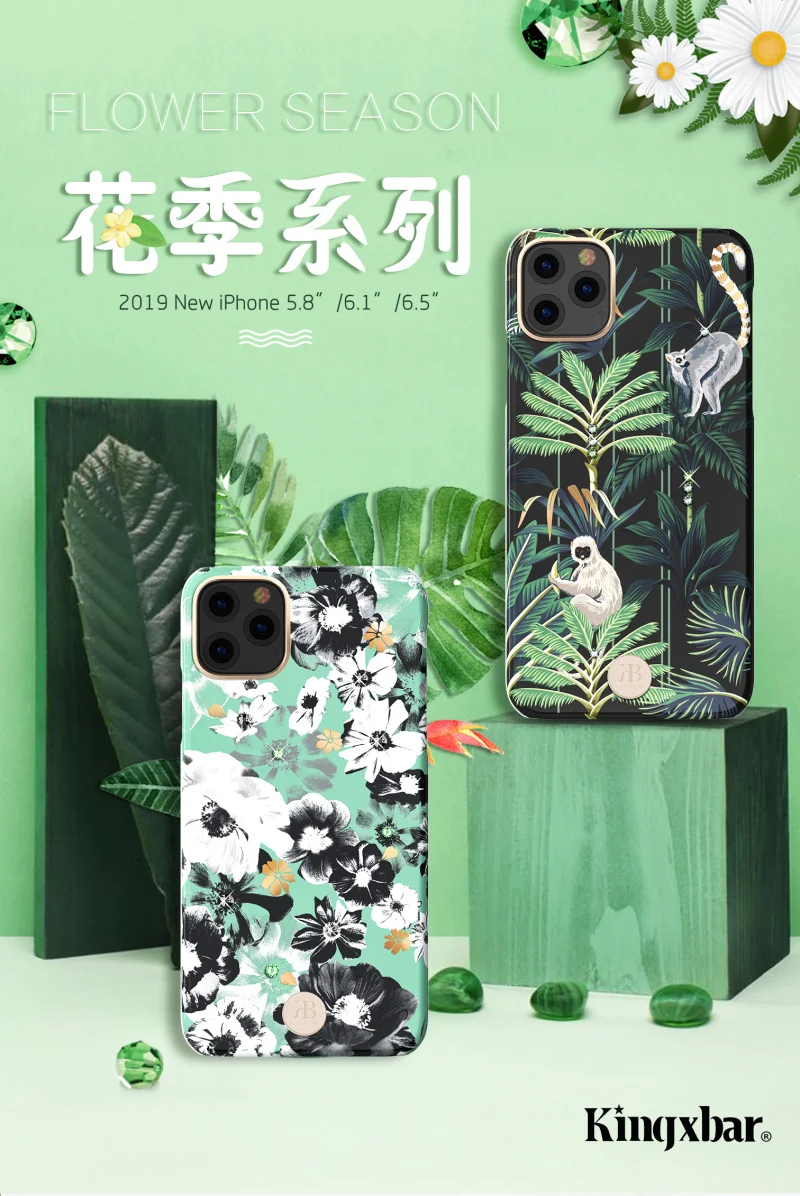 Kingxbar с украшениями в виде кристаллов и цветов Bling чехол Обложка для Apple iPhone 11 Pro Max с модными бриллиантами жесткий ударопрочный чехол-накладка чехол Для женщин леди