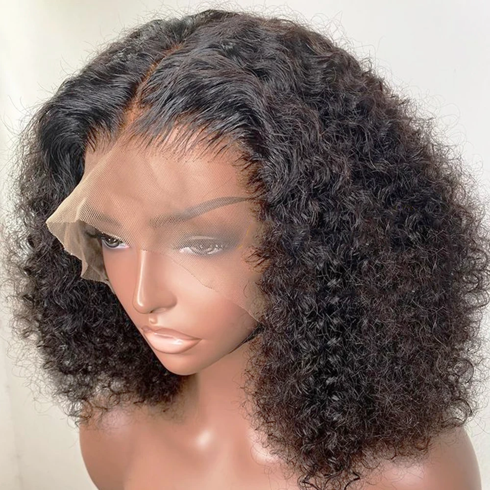 Afro Kinky Curly human hair wig Brazilian Remy Lace front Wigs For Black Women 4x4 closure13x4 Frontal Bob style Human Hair wigs