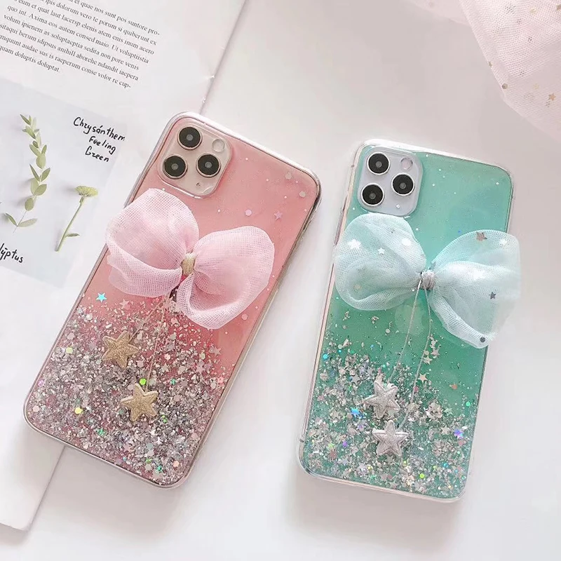 Роскошный мягкий силиконовый 3D чехол с бантом для телефона iphone 7 8 6 plus X XR XS MAX 11 Pro
