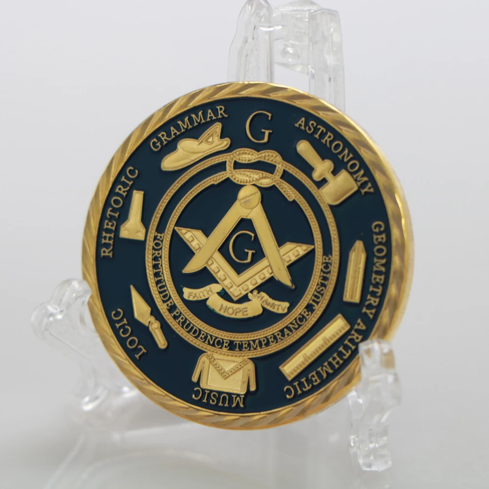 2020 Coin European Masonic Freemasonry Brotherhood Gold And Blue Color Round Double Commemorative Decorative Collection | Дом и сад
