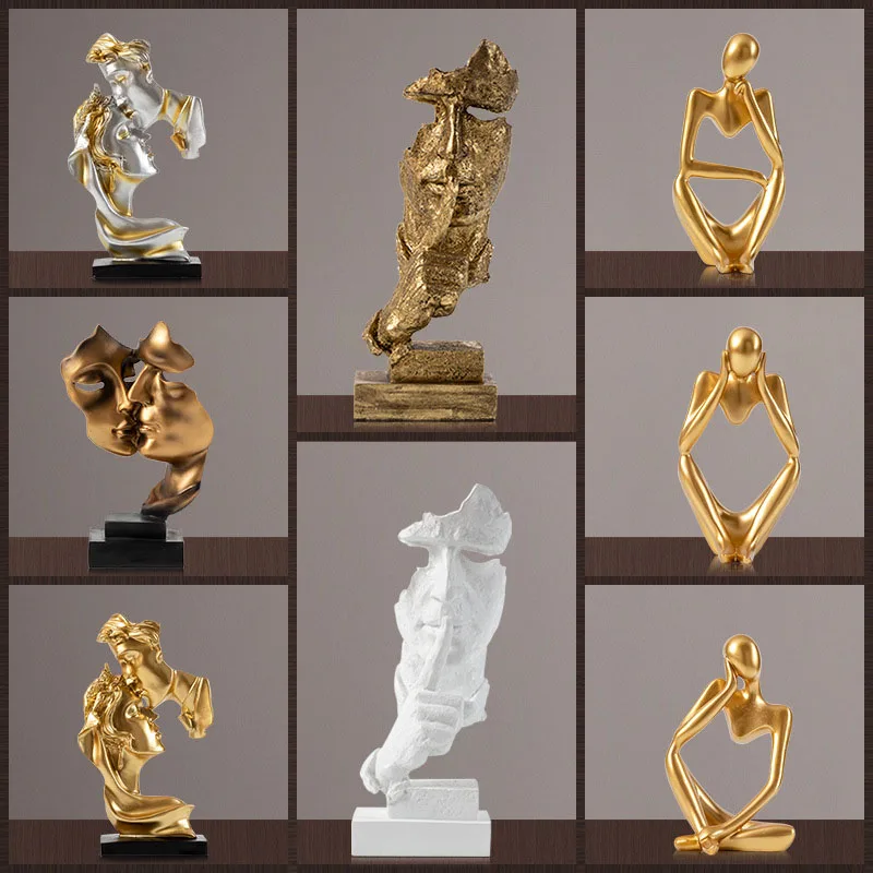 

Скандинавская креативная маска-поцелуй, Художественная Скульптура, аксессуары для украшения дома, Современная Художественная полимерная ...