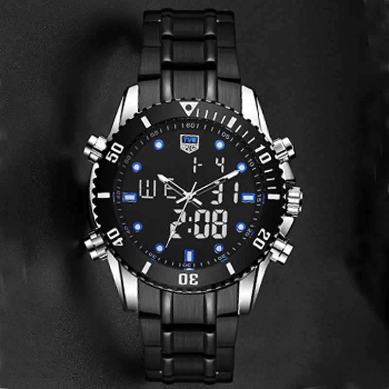 Часы наручные TVG мужские спортивные водонепроницаемые кварцевые с двойным