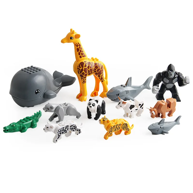 Модель животного зоопарк строительные блоки мелкие кирпичи аксессуары детские