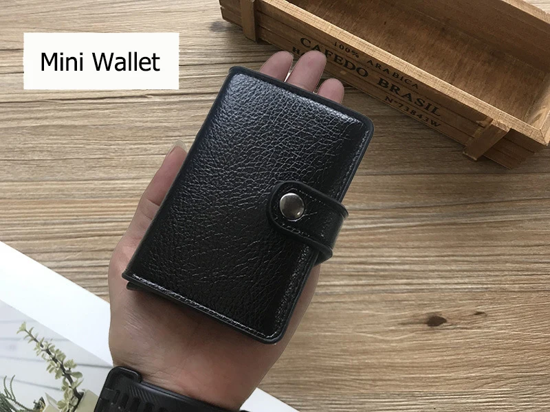 Bycobecy держатель для карт бумажник на кнопке RFID Блокировка винтажные кошельки Кредитная карта всплывающая защитная карта чехол тонкий Противоугонный держатель ID