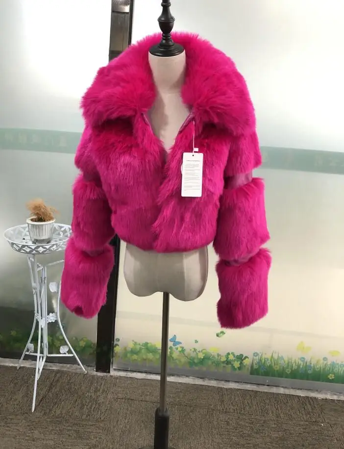 

Female Slim Fit PU Leather Fur Coats Fluffy Outerwear Jackets Autumn Winter Women's Faux Fur Coat Jacket Plus Size S-4XL