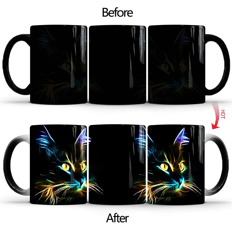 1 шт. Новинка 350 мл кофейные молочные чайные чашки кошачий кофе кружки меняющие