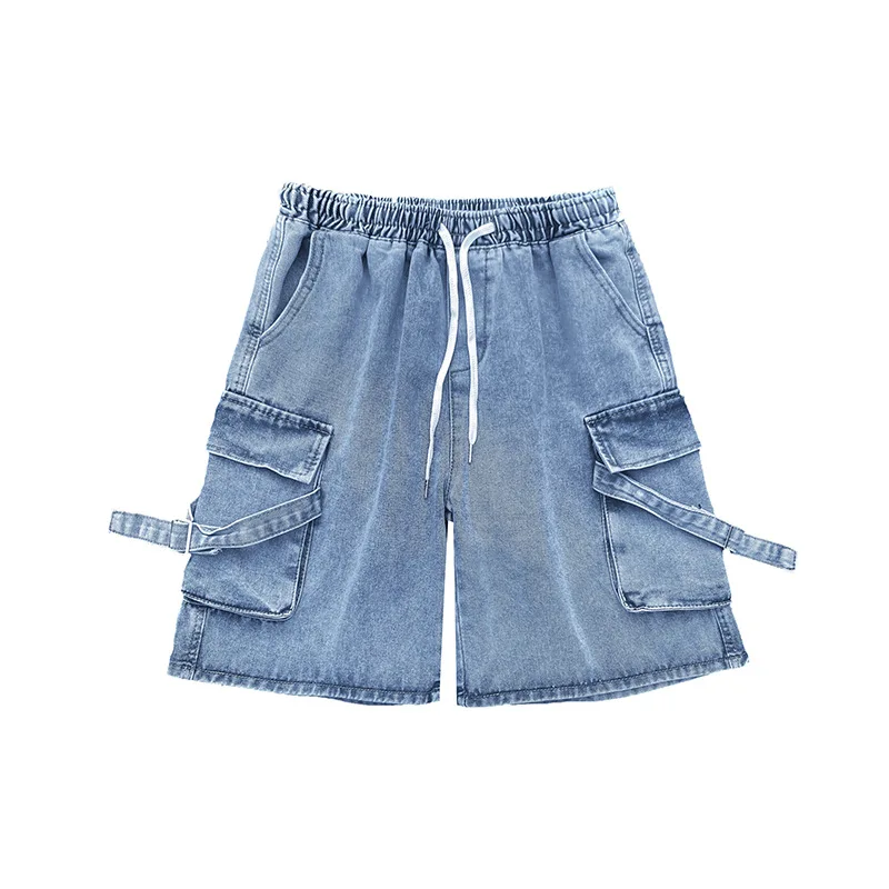 

2021 New Summer Cargo Jean Shorts for Men Loose Thin Cropped Trousers for Boys Pants Trend