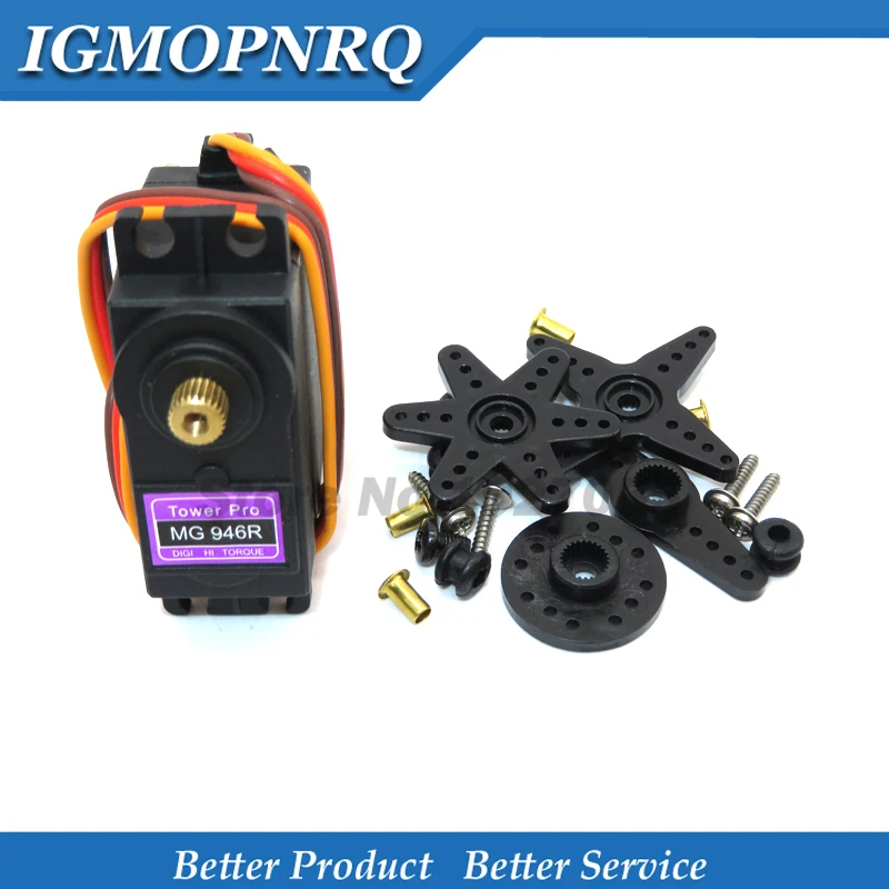Сервопривод MG946R, металлическая шестерня с крутящим моментом для лодочного автомобиля, 13 кг крутящего момента, Модернизированный металлический сервопривод MG946, MG945, 1 шт.