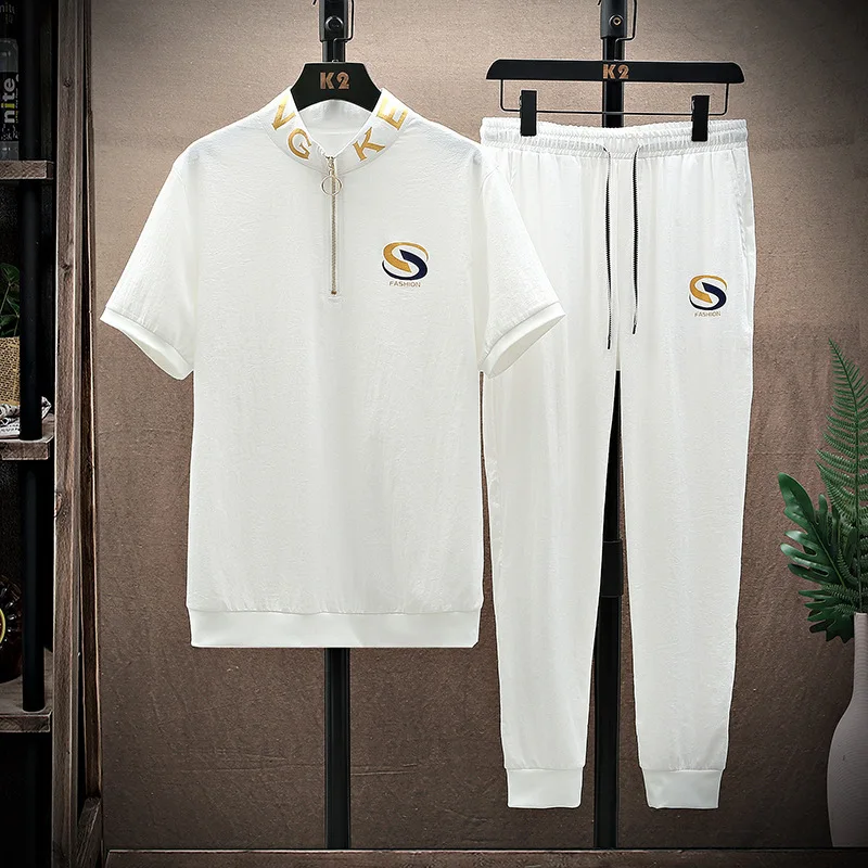 

Short sleeve suit men's 2021 summer new youth men's fashion city trend leisure sports suit men's