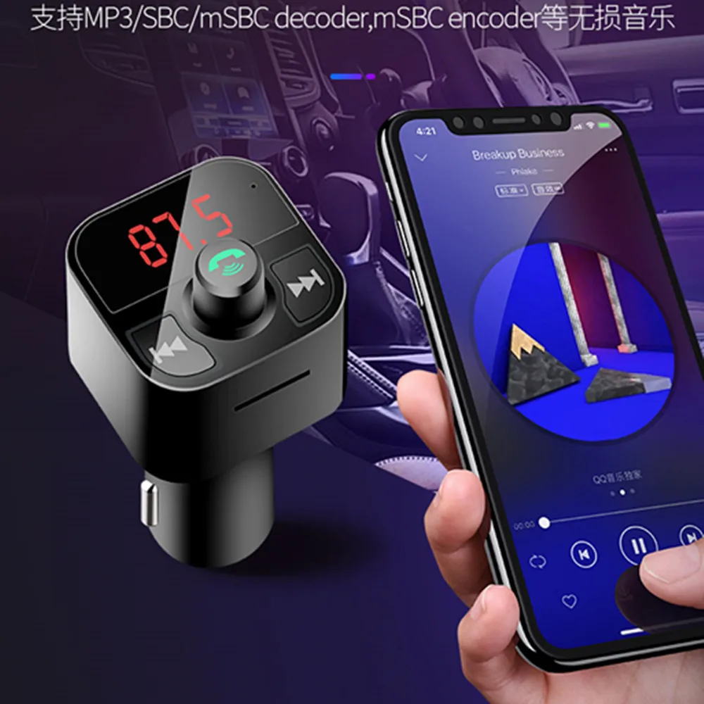 

DC 12V~24V B5 Handsfree Fm Transmitter Dual Usb 3.1A Car Charger Car Mp3 Player Stereo Auto Music Receiver Adapter universal