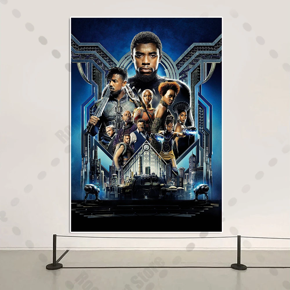 Постер фильма "Чёрная Пантера" супергерой Disney Авенджерс: холстовая картина для стены в гостиной домашнего декора.
