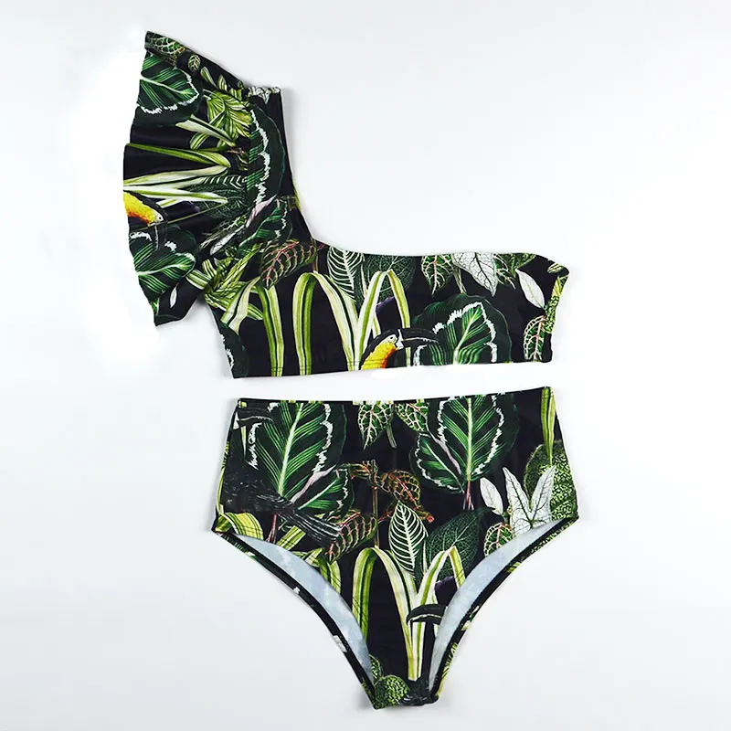 Женское бикини с высокой талией купальник оборками сексуальный купальный костюм