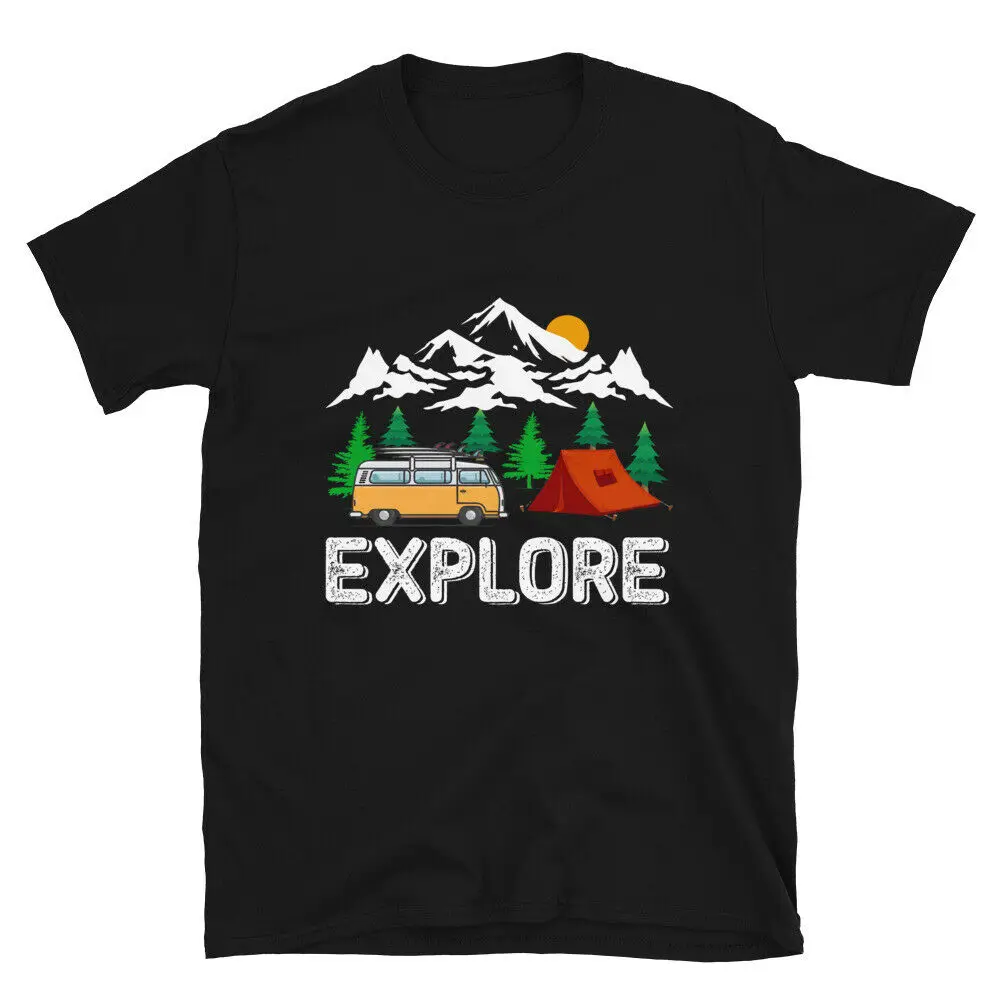 

EXPLORE Tent Mountains & Sun Vintage Design Camping Novelty T-Shirt Men's T-shirt