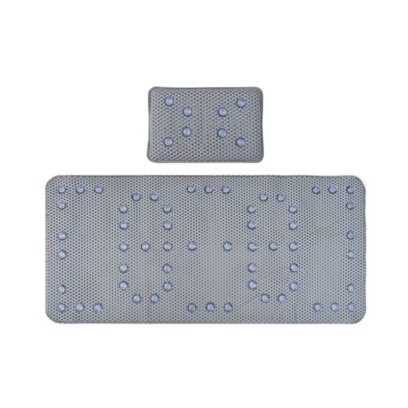 

Non-slip bathtub mat Bath pillow set Bath mat, PVC foam material with suction cup, gray