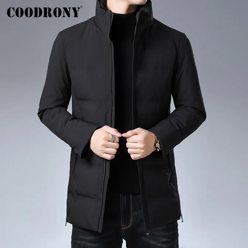 Бренд COODRONY, куртка на утином пуху, Мужская одежда, новинка, Осень-зима, толстые теплые куртки, повседневное пальто со стоячим воротником, мужская верхняя одежда 98032