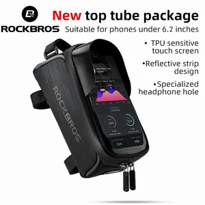 rockbros bike bag front phone bicycle bag for bicycle tube waterproof touch screen saddle package for 6 5inch bike accessories free global shipping