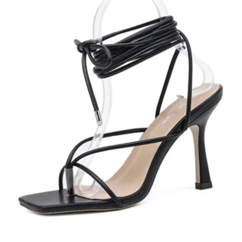 Женские босоножки на тонком каблуке 10 см BBZAI Красные в сеточку Аутентичные модные