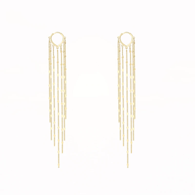

2021 New Gothic Long Multi Metal Tassel Dangle Earrings Fashion Korean Jewelry For Woman Party Sexy Girl's Unusual Earrings