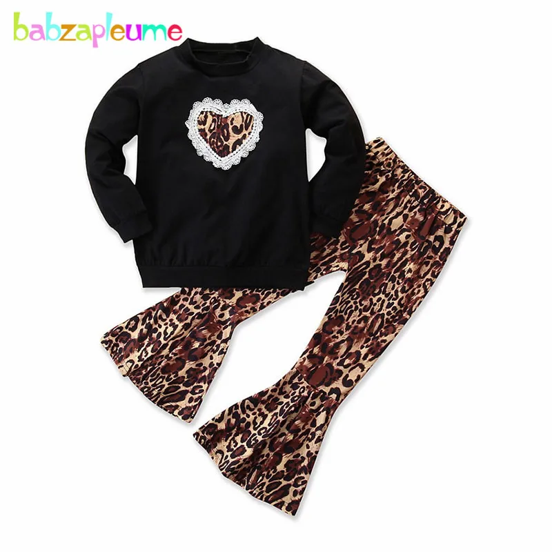 

Children Spring Outfits Toddler Girls Clothes Fashion Long Sleeve T-shirt+Loose Leopard Print Pants Baby Clothing Set BC1114-1