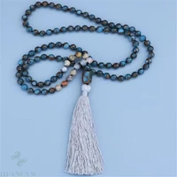 8mm cloisonne crazy onyx gemstone 108 beads mala necklace meditation lucky natural chain fancy handmade cuff wrist healing pray