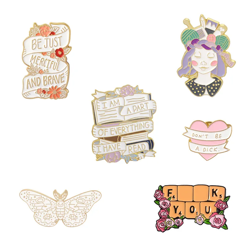 

1pcs Letter series enamel pins creative love butterfly girl DIY fashion accessories send friends collection badge brooch