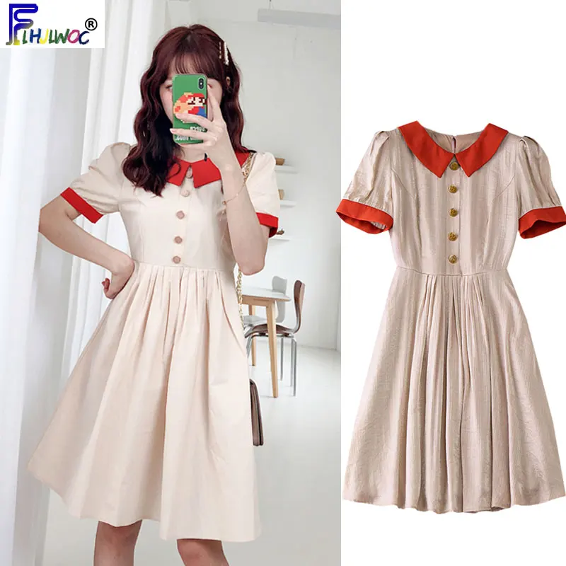 Женское платье с короткими рукавами летнее Хлопковое трапециевидной формы