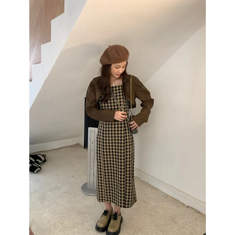 2021 New Short Coat Coffee Shoulder Pad Small Suit Korean Loose Casual Long Sleeve Early Autumn | Женская одежда