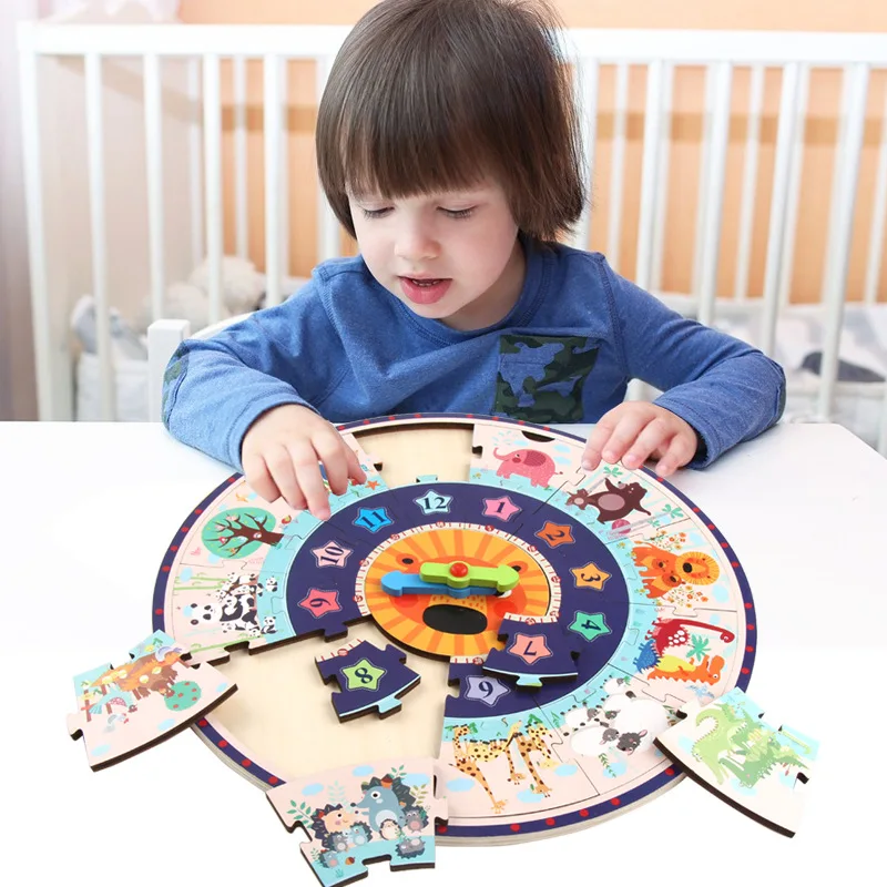 Деревянные часы игрушка kinder klok jam mathematique Монтессори деревянные игрушки доска для
