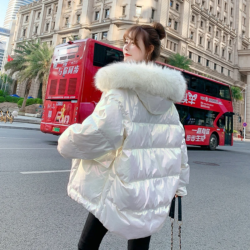 

Женское зимнее пальто M-4XL, парка с капюшоном, яркий Яркий меховой воротник, утолщенные теплые новые женские пуховые куртки с хлопковой подкл...