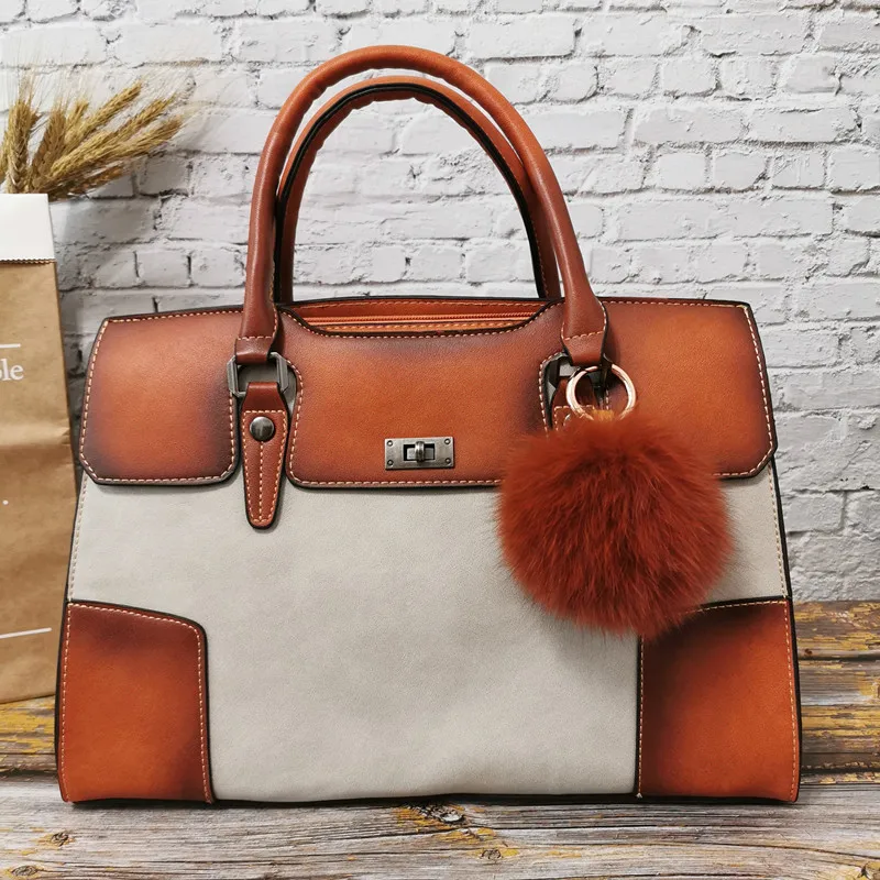 Beige And Ball Новая модная женская сумка из натуральной кожи, Большая вместительная сумка на плечо, женская сумка-мессенджер, роскошные дизайнерские сумки через плечо - Цвет: Beige And Ball
