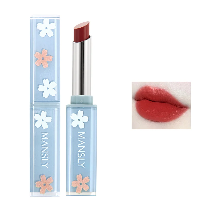 Синяя цветная помада с цветами стойкая водостойкая увлажняющая квадратная