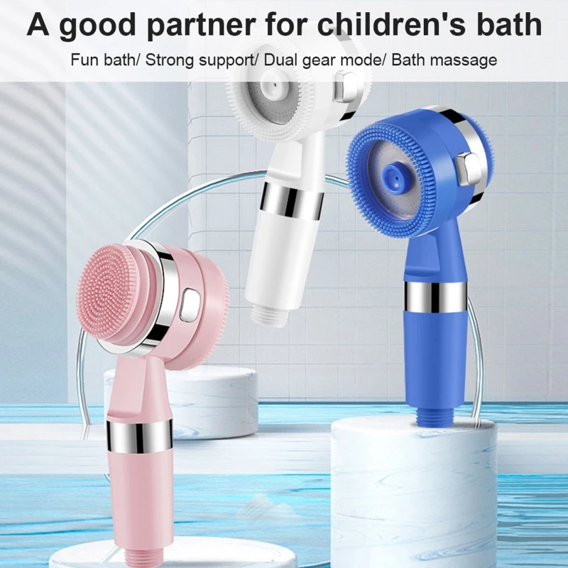 

Bathroom Wall Mounted Shower Head Set 1/2" Universal Hose Self-adhesive Shower Bracket 2 Modes 360 Adjustable Baby Shower Kit