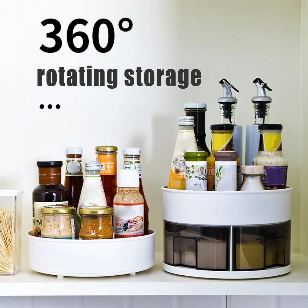 

Multi-Function 360 Degree Rotating Spice Rack Tray Nonslip Jar Display Stand Kitchen Organizer Cosmetics Organizer