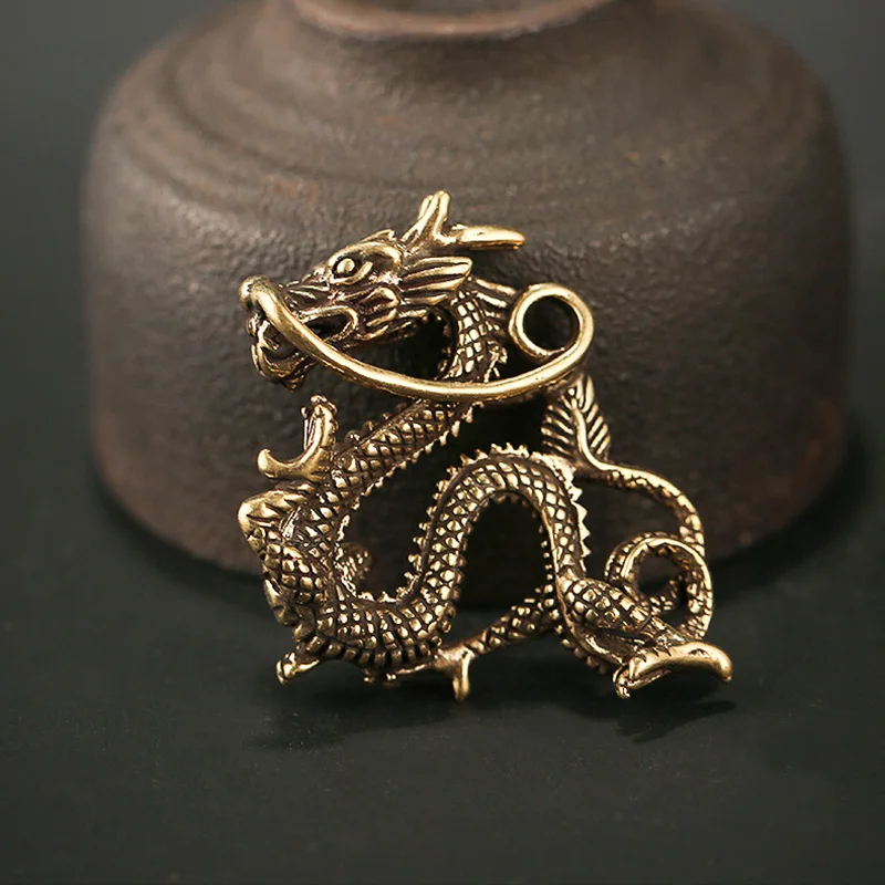 Брелок для ключей в медном стиле с китайским зодиаком драконом животным |