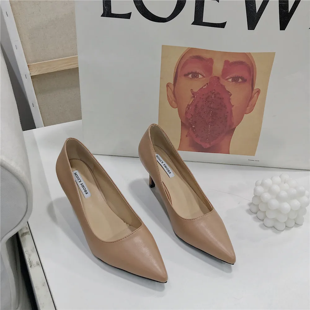 Туфли женские на высоком каблуке классические туфли-лодочки заостренный носок