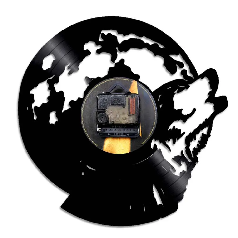 Настенные часы с изображением воющего волка на Луне современные декоративные