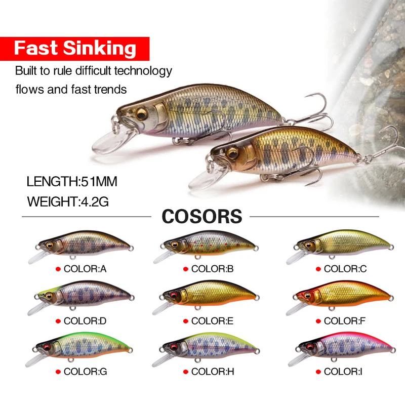 Рисунок 2 - Мини тонущие рыболовные приманки в виде гольяна 51 мм