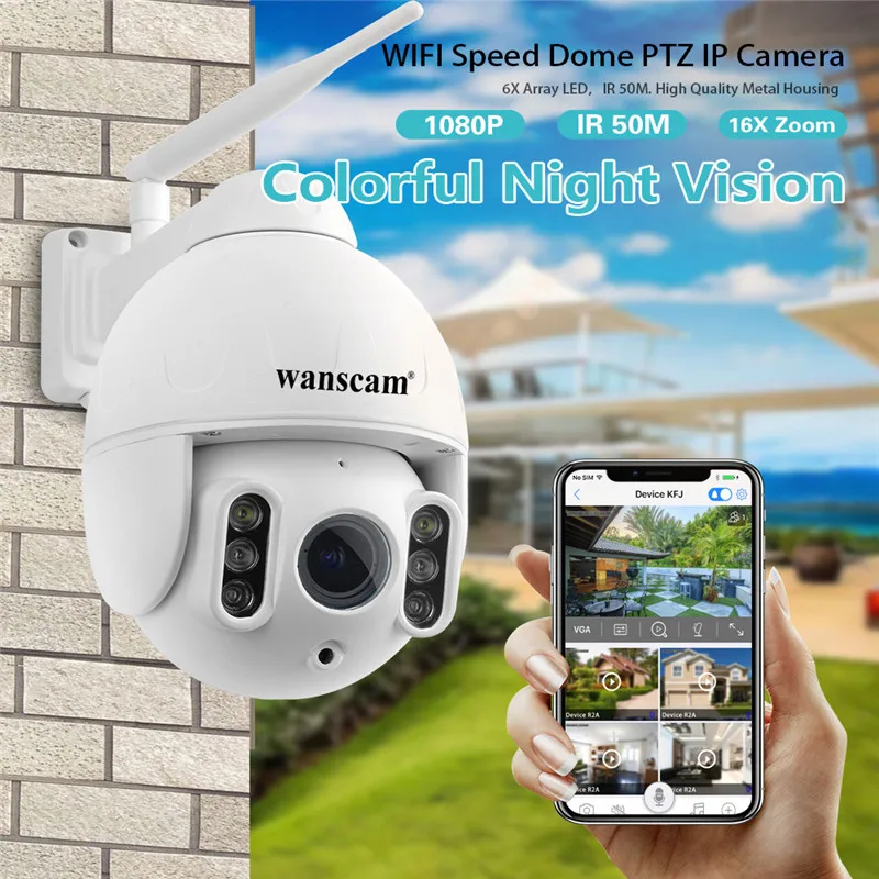Wanscam K64A 1080P PTZ 16X Zoom FHD Обнаружение лица автоматическое отслеживание WiFi беспроводной двусторонний звук для камеры R60 беспроводная камера