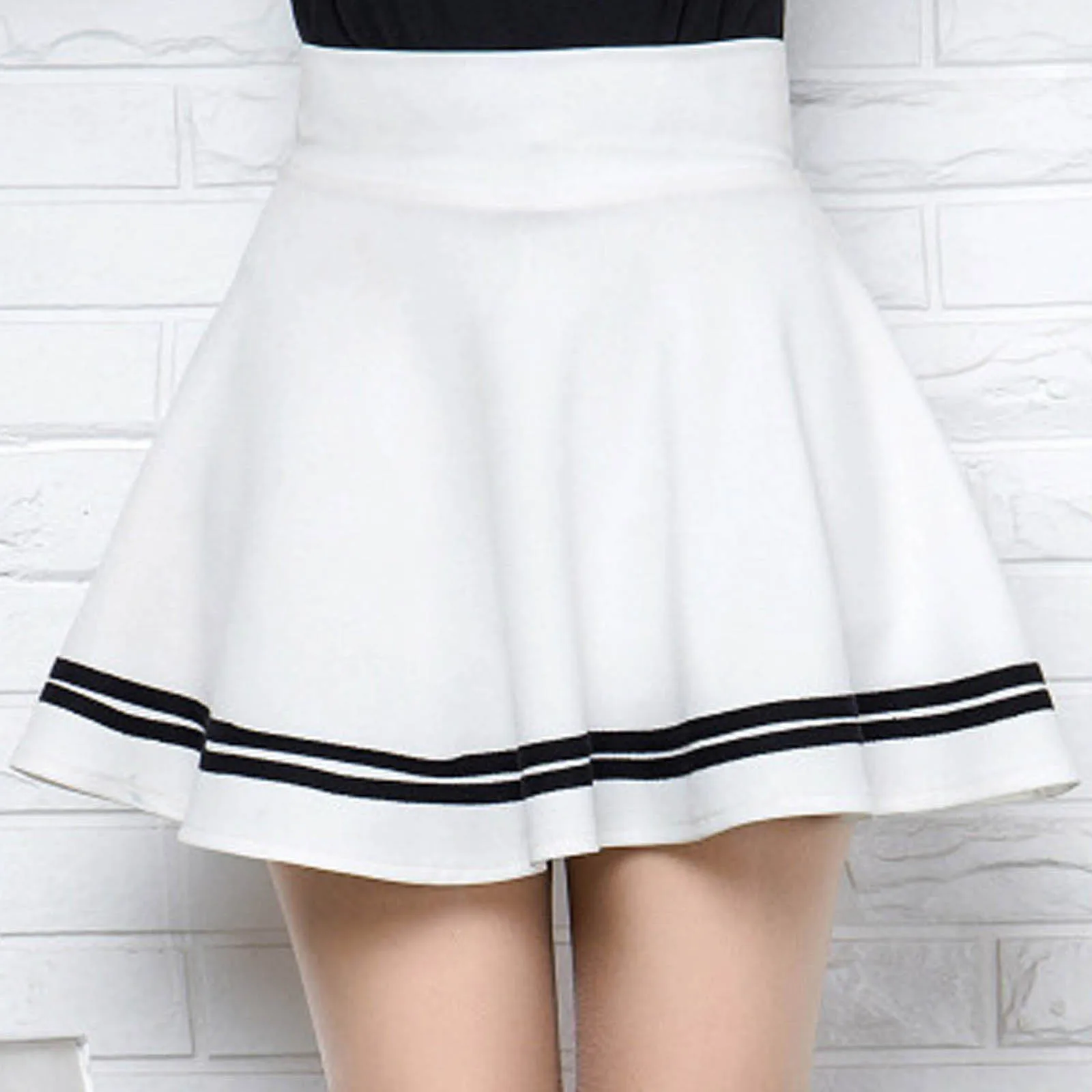 

Skirts Fashion Women Solid Uniform A-line Skirt Anti-burnout High Waist Short Skirt Female Shorts Dresses For Women 2021 jupe