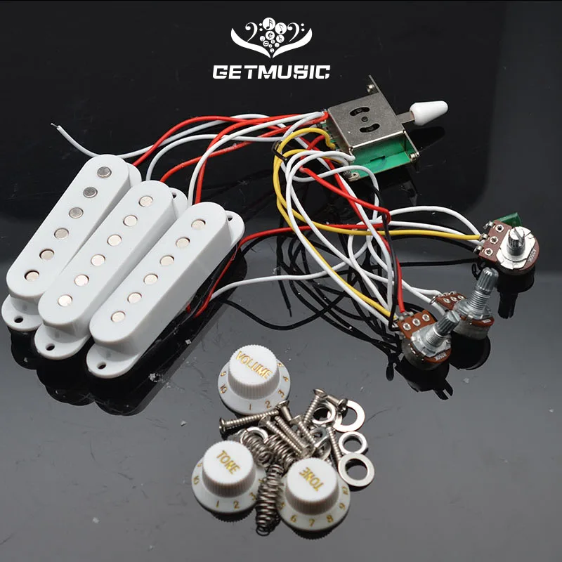 elektrische gitarre pickup kabelbaum prewired 5 weg schalter 2t1v sss pickup für st elektrische gitarre schwarz weiß free global shipping