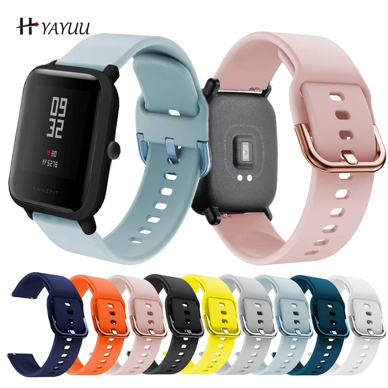 YAYUU 20 мм силиконовый ремешок для часов Huami Amazfit GTS GTR 42 браслет Bip U S 2 ремешки