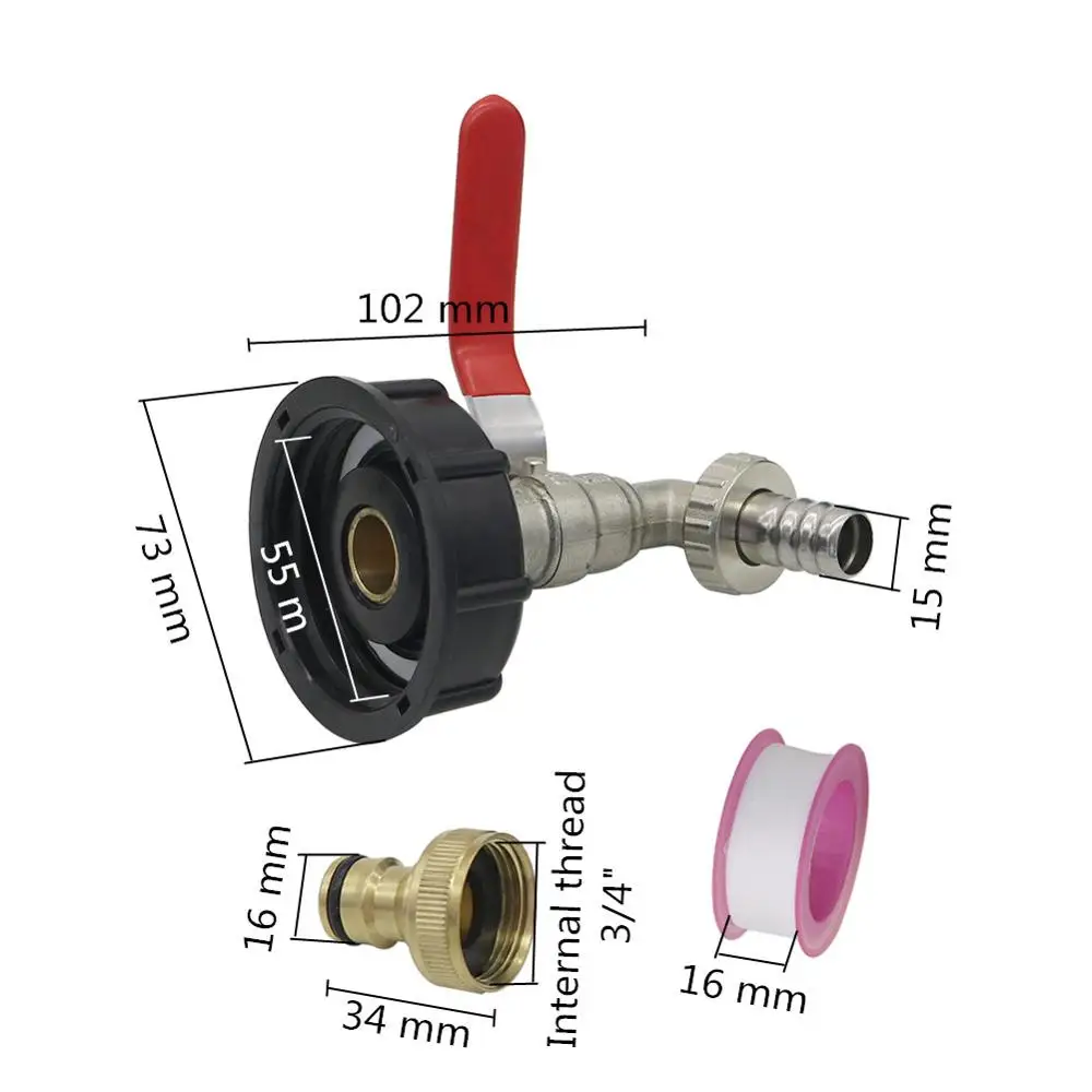 

IBC Tank Adapter S60X6 To Iron Brass Tap 1/2" Replacement Valve 60mm Coarse Thread to 15mm Garden Water Connectors Drain Adapter