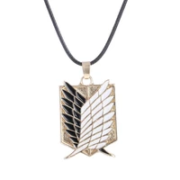 fashion japanese anime attack on titan necklace wings of liberty shingeki no kyojin leather chain pendant accessories