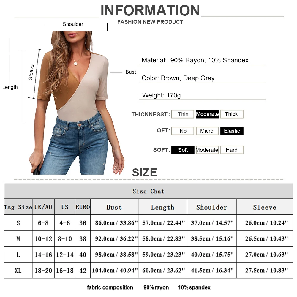 

Ladies Knitted Patchwork Casual Daily Tops Color Block Short Sleeve T-shirt for Summer Women Sexy V Neck Slim Fit Tee Shirt D30
