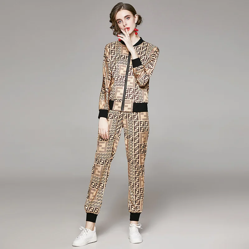 

2021 Autumn And Winter New Women's Suits European And American Fashion Wild Slim Slimming Positioning Printing Coat Cardigan