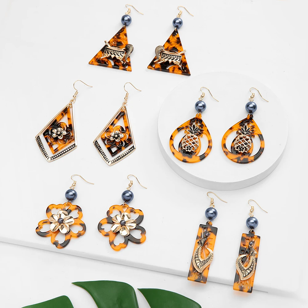 

Dangling Earring Fashion Plumeria Drop Earings Fashion Jewelry Cring Coco Hawaiian Acrylic 2021 for Women Earring Type Style